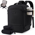 LOVEVOOK Travel Backpack for Women & Men, Carry On Backpack with Cup Holder, Personal Item Travel Bag Flight Approved with Padded Laptop Compartment, Weekender Daypack With 2 Cubes, 18 Inch Black