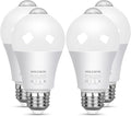 MikeWin Motion Sensor Light Bulbs Outdoor 4 Packs 13W(100W Equivalent) Security LED Bulb, Indoor E26, A19, 5000K Daylight Dusk to Dawn Bulb for Garage Front Door Porch Stairs Hallway