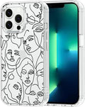 MOSNOVO Case for iPhone 13 Pro, [Buffertech 6.6ft Military-Grade Drop Protection] [Anti Peel Off Tech] Clear TPU Bumper Phone Case Cover Design - Abstract Face Line Art