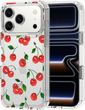 MOSNOVO for iPhone 17 Pro Case | Military Grade 6.6ft Drop Tested | Camera Control | Clear with Cute Cherry Design