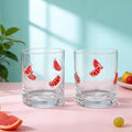 Skylety 2 Pcs Grapefruit Icon Juice Glasses Fruit Drinking Cups Retro Old Fashioned Stemless Wine Glasses 13.5 oz Whiskey Cocktail Coffee Mugs for Summer Holiday Party Gift Decor