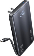 INIU Portable Charger, Ultra Slim & Small 45W Fast Charging Power Bank, 10000mAh GaN Battery Pack with Built-in AC Wall Plug, Flight-Safe Travel 3-in-1 Powerbank, for iPhone 17 16, Samsung, Tablet etc