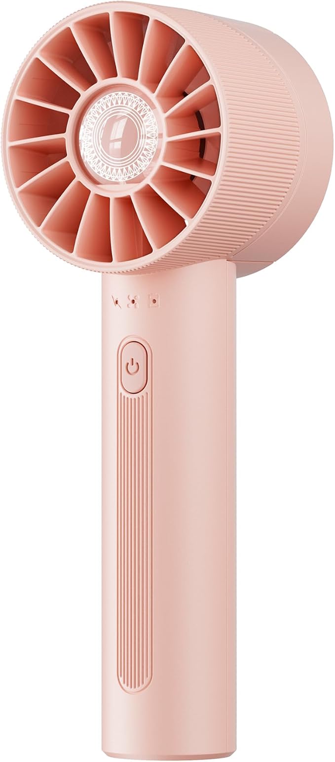 Portable Mini Handheld Turbo Fan, 4 Speed High Velocity Personal [Max 16H Cooling Time], Rechargeable Purse Travel Essentials for Vacation/Beach/Trip - Pink