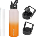 BJPKPK Insulated Water Bottles with Straw Lid, 40oz Stainless Steel Water Bottles with 3 Lids, BPA Free Leakproof Thermo, Tumblers, Cups for Sports, Gym- Coral