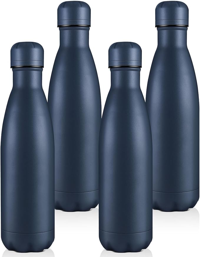 Volhoply 17oz Insulated Water Bottles MultiPack, BPA Free Water Bottle for Kids, Gym, Travel, Sports, Available in Packs of 1, 4, or 8（Nvay,4 Pack）