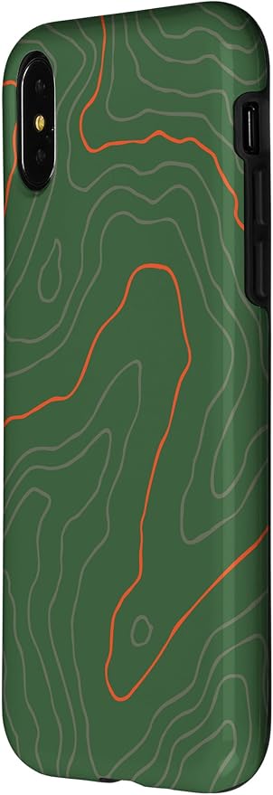 Backcountry Topo Guide Orange Lines Topographical Map Case for iPhone X/XS