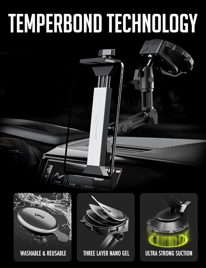 Bracketron HD Tablet Dock PRO Dash and Window Metal Clamp Mount, Universal Tablet Holder for Cars and Trucks, Compatible with Tablets Up to 10 Inches Wide