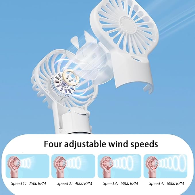 3 Pack Misting Fan Portable - Handheld Mini Rechargeable with 4 Speeds & Water Mist - Ideal for Travel, Camping, Outdoor, Home, Office, Makeup,Commute