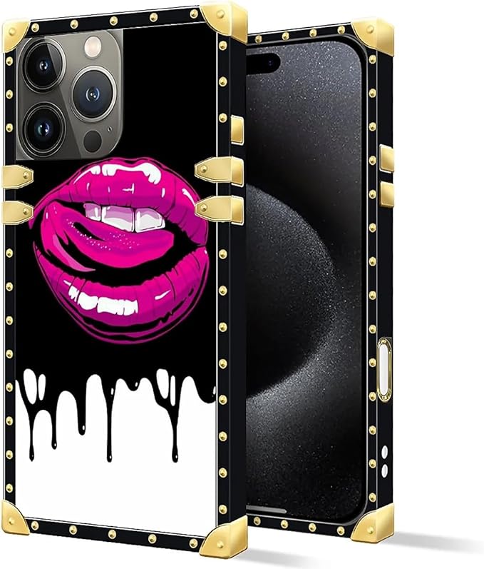 Compatible with iPhone 16 Pro Max Case, Black White Red Slap Sexy Luxury Golden Decoration for Girl Women Soft TPU Shockproof Protective Hard PC Back for iPhone 16 Pro Max