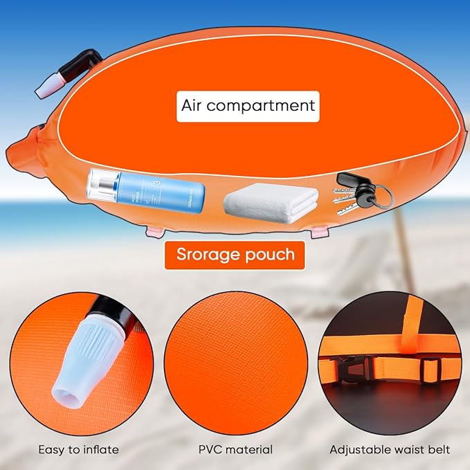 Swim Buoy for Open Water 2 Pack, 20L Swim Safety Float Waterproof Dry Bag for Swimmers Triathletes Kayakers Snorkelers, Swimming Pull Buoy for Safer Swim Training (Yellow & Orange)