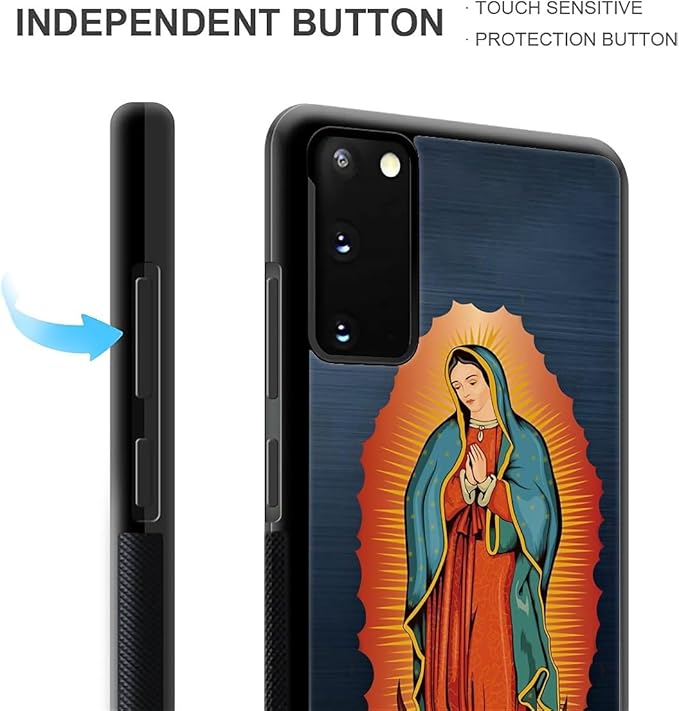 for Samsung Galaxy S20 Case, Red Virgen Guadalupe Pattern Graphic Design Girl Boy Soft Silicone Hard Acrylic Shock Protection for Samsung Galaxy S20