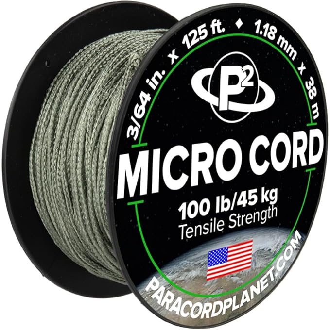 Paracord Planet Micro Paracord – Thin Braided Cord for Crafting, Fishing, and DIY Projects in 125 ft Spools – Foliage Green