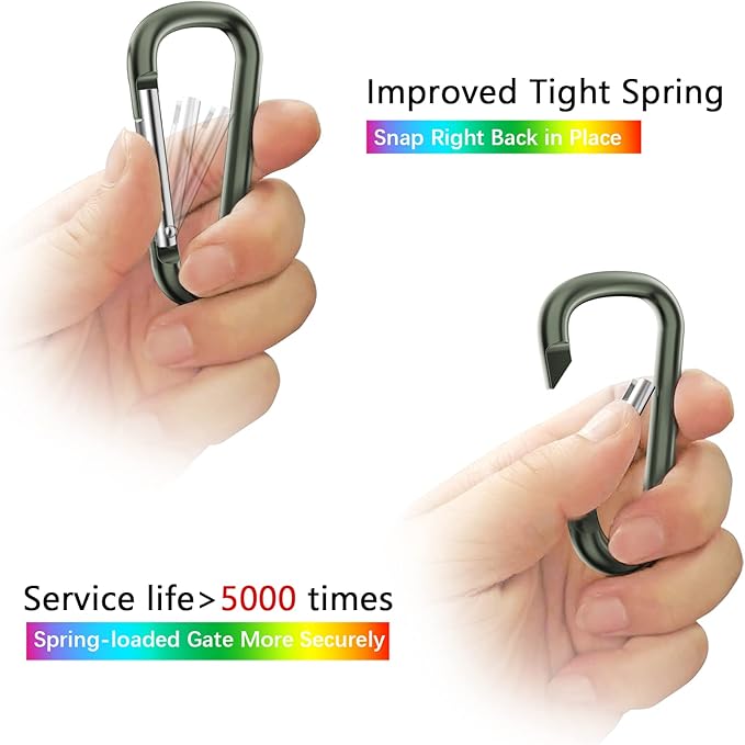 sprookber 2.28" Small Carabiner Clip Keychain, D Ring Caribeaner Clip, Key Clip Caribeener Multipurpose, Set of 20 Pack