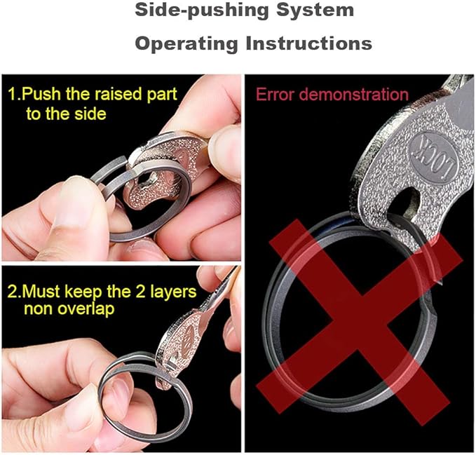 TISUR Titanium Carabiner Keychain Clip, Anti-Lost Key Ring Holder, Self-Locking Metal Gate Clip Key Chain Bottle Opener for Men Women