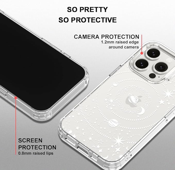MOSNOVO Case for iPhone 15 Pro, [Buffertech 6.6ft Military-Grade Drop Protection] [Anti Peel Off Tech] Clear TPU Bumper Phone Case Cover Design - Galaxy