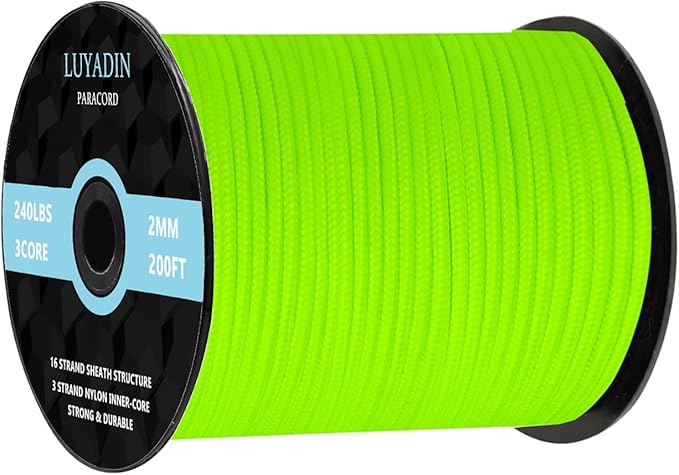 Paracord 240lb - Diameter 2mm Micro Utility Cord -3 Strand Parachute Spool Cord - 100ft 200ft,Paracord for Camping,Hiking,Fishing,Outdoor and DIY