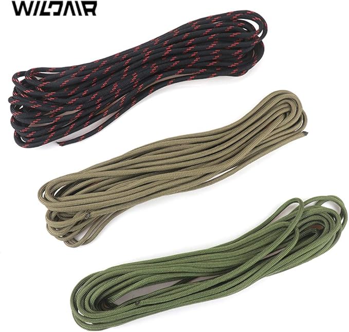 WILDAIR Paracord Survival Paracord Parachute Fire Cord Survival Ropes 4-in-1 U.S. Military Type III with Integrated Fishing Line Fire-Starter Tinder