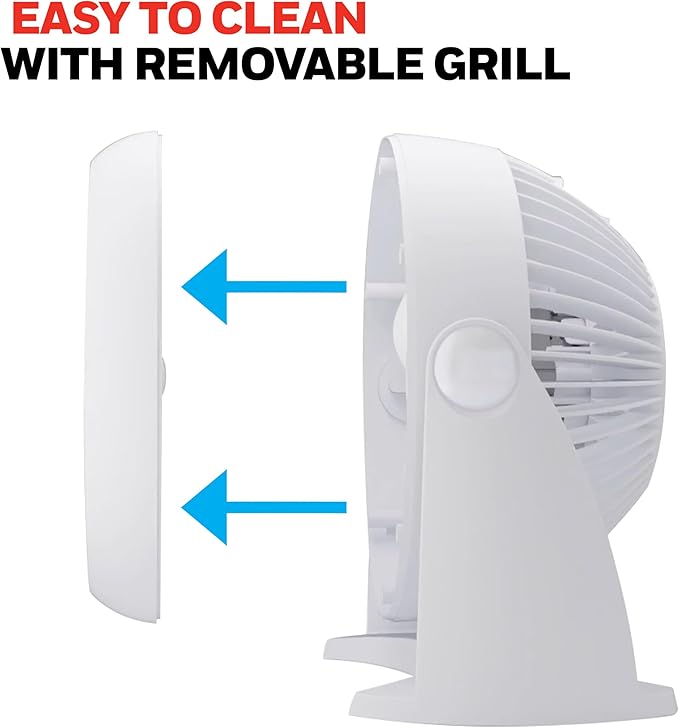 Honeywell TurboForce Air Circulator, Small Tabletop Fan, Quiet Personal Fan for Home or Office, 3 Speeds, 90 Degree Pivoting Head, White, HT-904