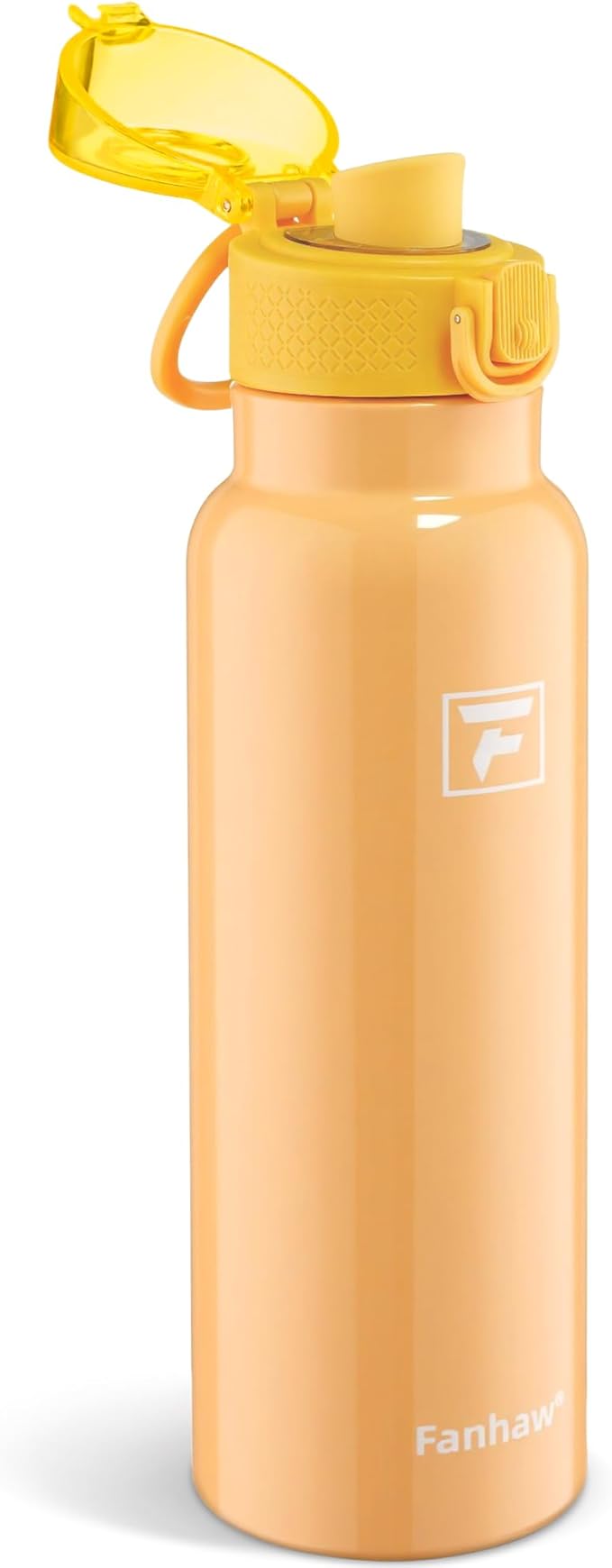 Fanhaw Daylite Series 24 oz Stainless Steel Insulated Water Bottle with Silicone Spout Lid, Double-Wall Vacuum Leakproof Metal Bottle, Anniversary Birthday Gift for Kids, Women & Men (Saffron Yellow)