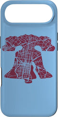 Philadelphia Street Map Liberty Bell Vintage Maroon Philly Case for iPhone Air