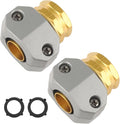 Garden Hose Repair Kits, 2 Pack Brass Water Hose Connector, Fit 3/4" and 5/8" Garden Hose, Female Hose End Repair Fittings Replacement, Hose Mender Kit