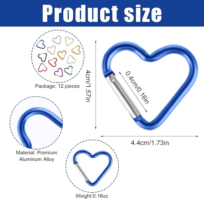 Ouligay 10pcs Cute Heart Shaped Carabiner Star Carabiner Heart Shaped Backpack Clips Key Ring Clip Heart Keychain Clip for Dog Leash Water Bottle Holder Snap Clips Keys