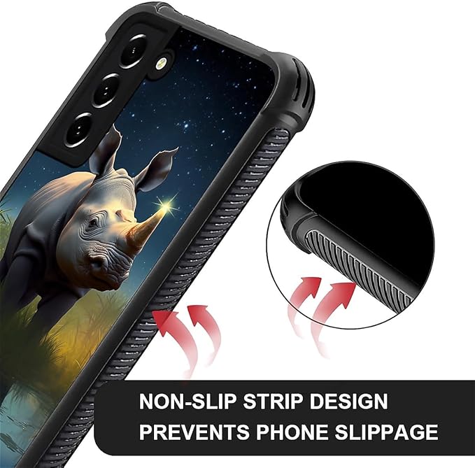 for Samsung Galaxy S21 FE Case, Rhino Water Marshes Pattern Graphic Design Girl Boy Soft Silicone Hard Acrylic Shock Protection for Samsung Galaxy S21 FE