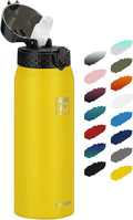 Fanhaw 24 oz Insulated Stainless Steel Water Bottle with Straw Lid, Leakproof & Anti-Dust Sports Bottle for Kids, Women & Men (Yellow)