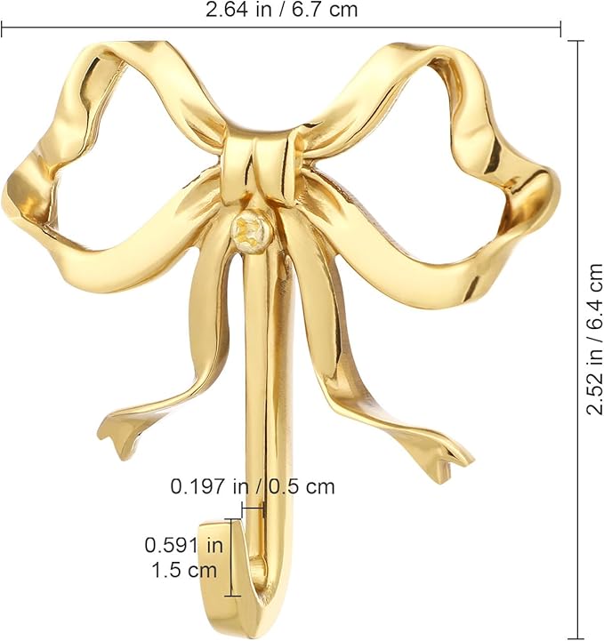MAGICLULU Gold Coat Hook Bow Wall Hooks Brass Hanging Hook Multi-Purpose Door Hanger for Coat Hat Towel Home Decor 2.52 x 2.63 Inch