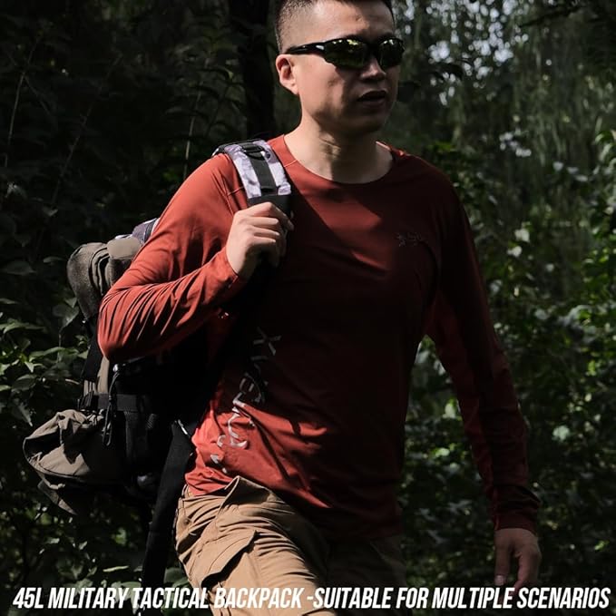 45L Tactical Backpack for Men Women, Military Assault Pack with MOLLE, Large 3 Day Bug Out Bag for Hiking Camping