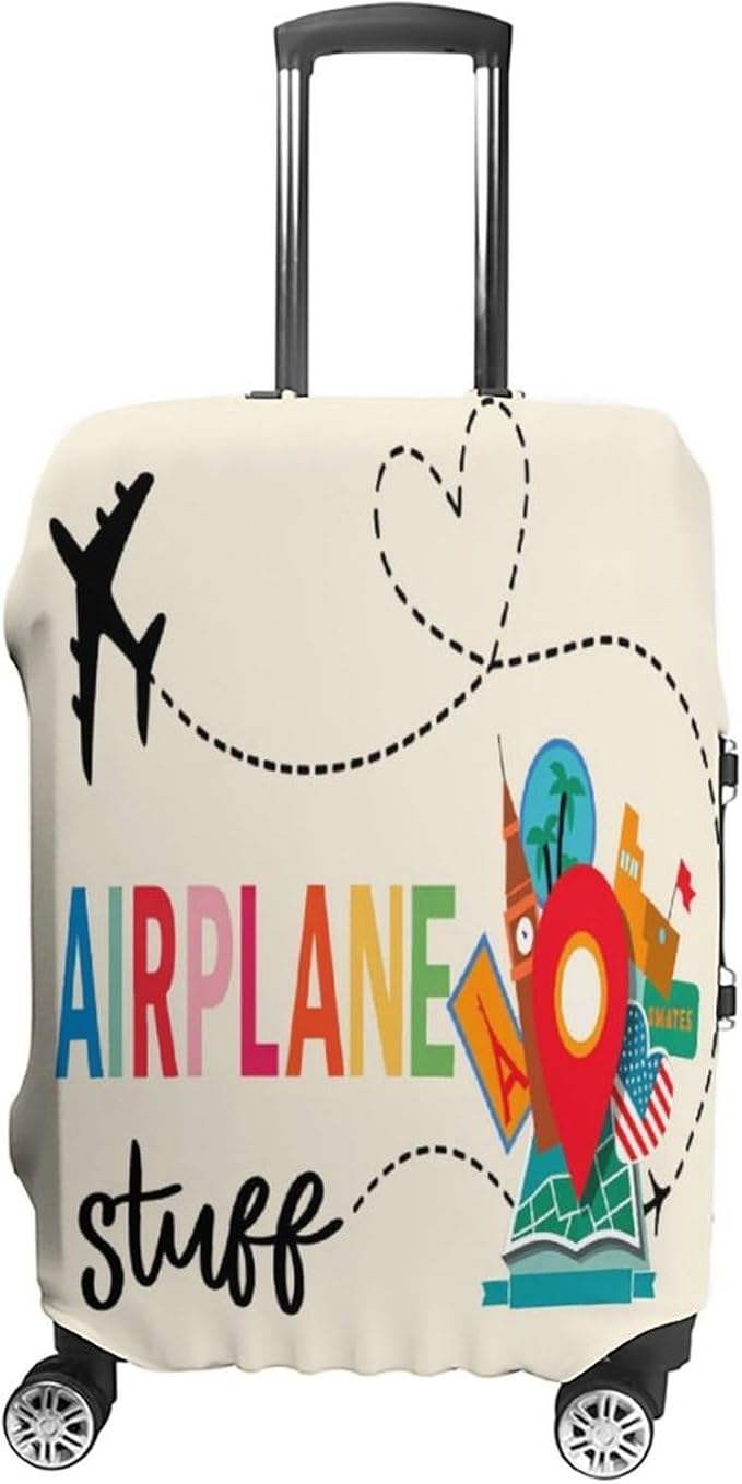 Airplane Travel Accessories Stretch Luggage Cover, Washable Suitcase Protector Fits 30-32in Cases, Secure Fit for Carry On Checked Bags, Travel Essentials