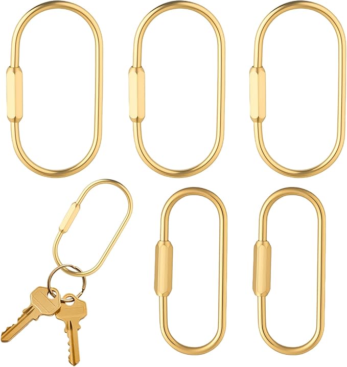 5-Pcs Bag Charm Clasp Oval Key Ring for La-bubu Bag Charm Carabiner Gold Keychain Clip Bag Charms Clip
