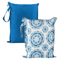 Tiny Twinkle Mess Proof Wet Bags | 2-Pack Reusable Waterproof Wet Bags for Swimsuits | Baby Clothes | Travel & Diaper Bag (Blue Tie Dye)