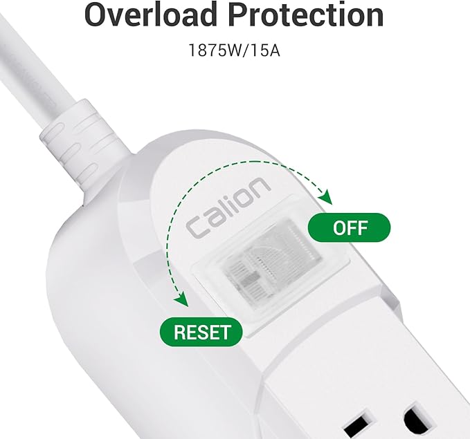 Outdoor Power Strip Waterproof IPX6 Surge Protector with 10 FT Extension Cord 3 Widely Outlets Overload Protection Shockproof Flat Plug Wall Mountable for Outdoor/Indoor ETL,White
