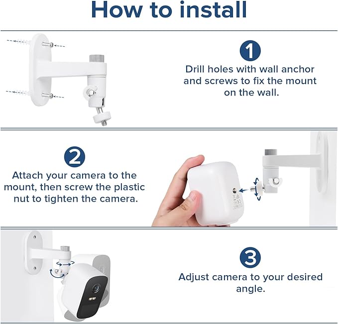 2Pack Wall Mount Compatible with eufyCam 2C/2C Pro, 2/2 Pro, 3C/S300, 3/S330, Also for SoloCam S220/C210, Adjustable Camera Mount Brackets for Eufy Camera Indoor/Outdoor - White