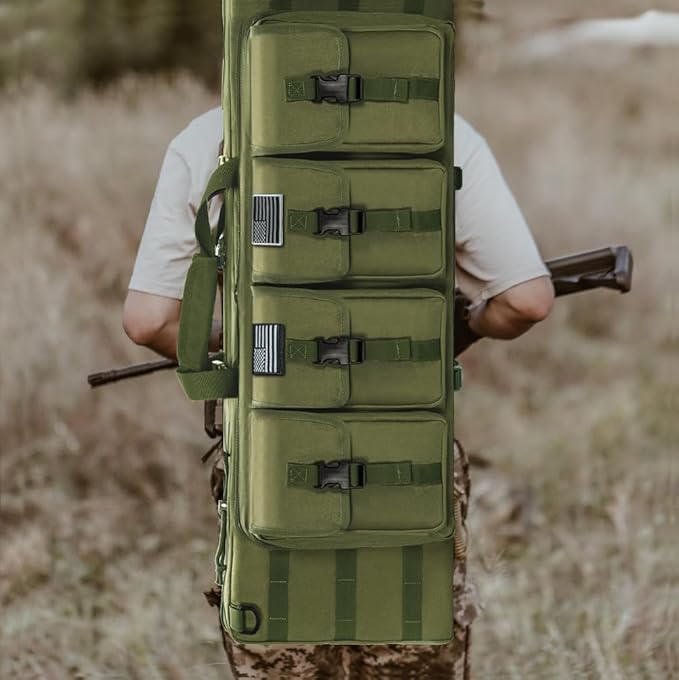 TORIBIO Double Rifle Case Soft Bag 32" 34" 36" 42" 46" 48'' 51“ 55” Gun Case Tactical for Rifle Firearm Storage, Transportation and Hunting Shooting Range, Rifle Backpack