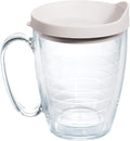 Tervis Clear & Colorful Lidded Made in USA Double Walled Insulated Tumbler Travel Cup Keeps Drinks Cold & Hot, 16oz Mug, White Lid