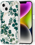 MOSNOVO for iPhone 13/14 Case | Military Grade 6.6ft Drop Tested | Clear with Eucalyptus Design