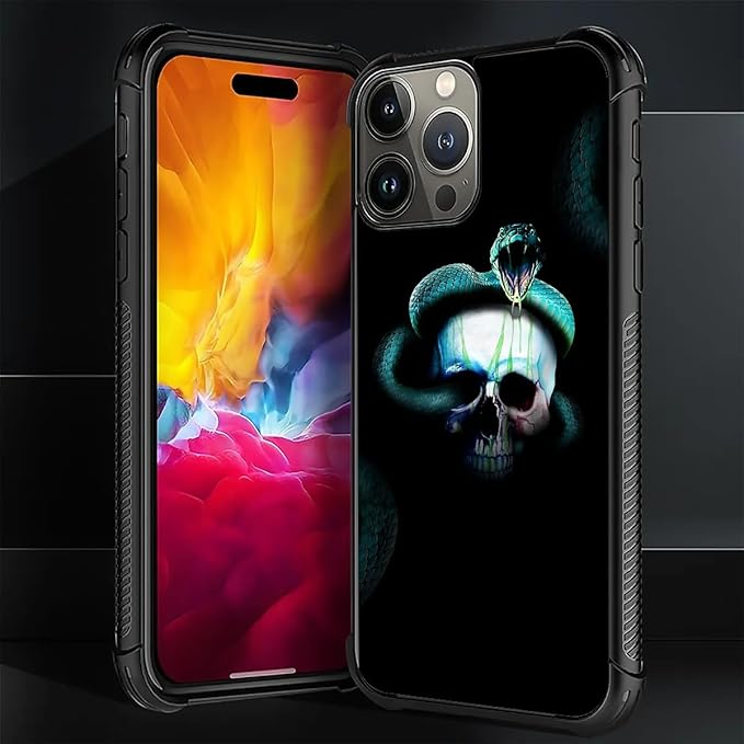 for iPhone 16 Pro Max Case, Skeleton Winding Snake Pattern Graphic Design Girl Boy Soft Silicone Hard Acrylic Shock Protection for iPhone 16 Pro Max