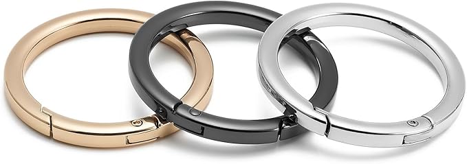 DEVPSISR 4pcs Flat Trigger Spring O Rings,Metal Keychain Ring Round Carabiner Clips for Keyrings Buckle, Bags,Purses,Purses