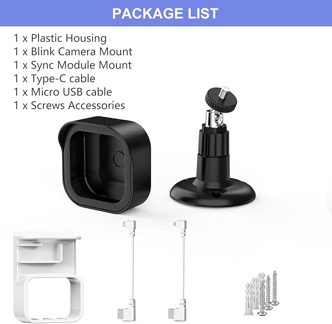 Blink Outdoor 4 (4th Gen) Wall Mount, Weatherproof Protective Cover and 360 Degree Adjustable Mount with Blink Sync Module Mount for Outdoor Indoor Security Camera (Black, 1 Pack)