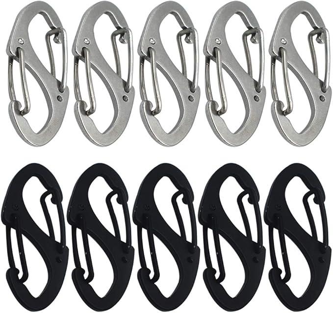 Small Carabiner Clips 1.6 inch(41mm) Metal Double Sided Spring Gate Snap Hooks Keychain Clasp Accessories