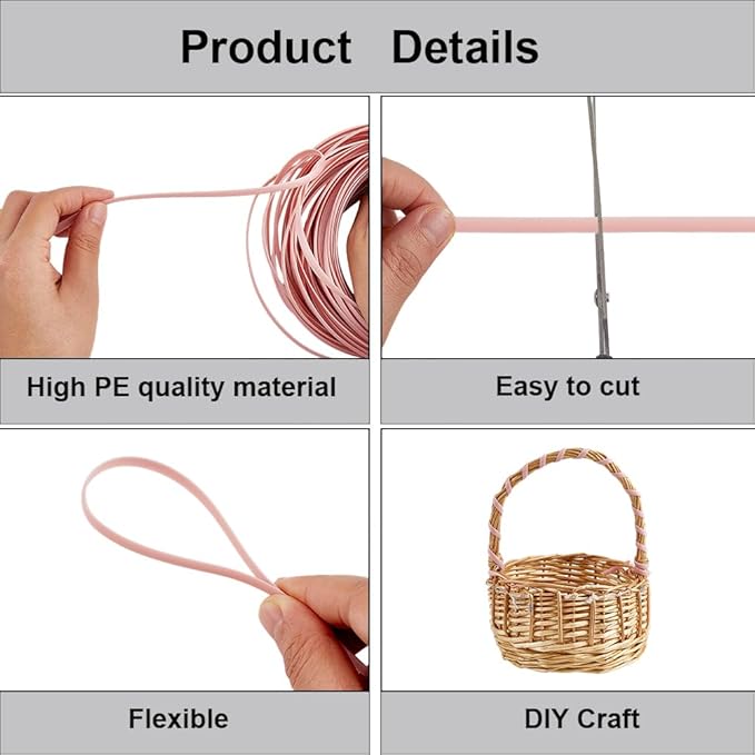 GORGECRAFT 30m*5mm Rattan Weaving Wicker Wicker Repair Kit Rosy Brown Synthetic Rattan Roll Flat Cord Webbing Basket Weave Patio Chair Sofas Repair Supplies for Lawn Furniture Garden