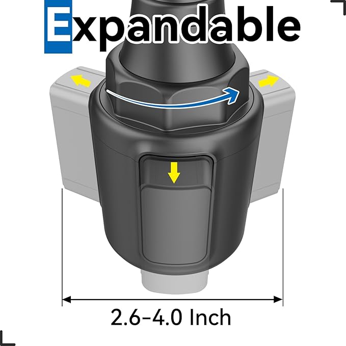 for Garmin GPS Car Mount Cup Holder Replacement 17mm Ball Mount with Adjustable Height Angles fit Garmin Nuvi Drive Dezl Portable Navigator, Black
