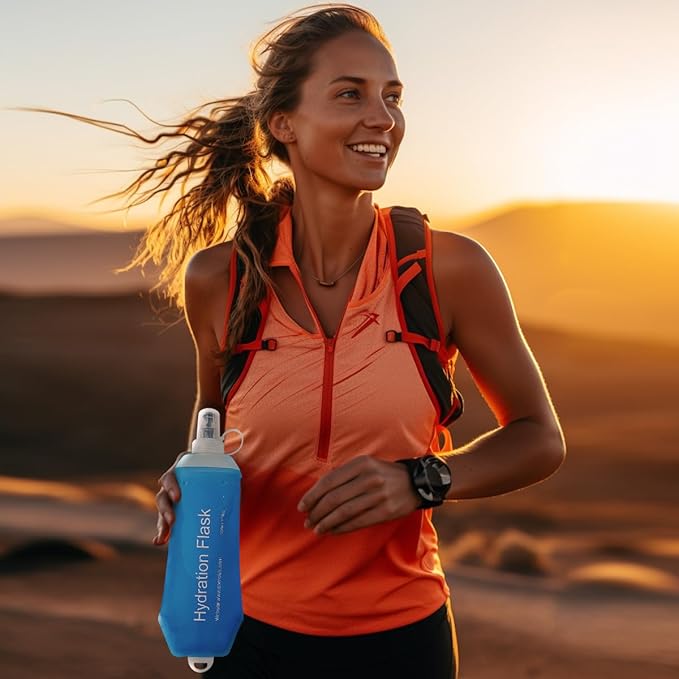 WILDREEDS 250ml Soft Flask, TPU Collapsible Soft Water Bottle for Hydration Pack, Running Vest, Folding Water Bottle for Hiking Cycling Climbing-1Pcs, Blue
