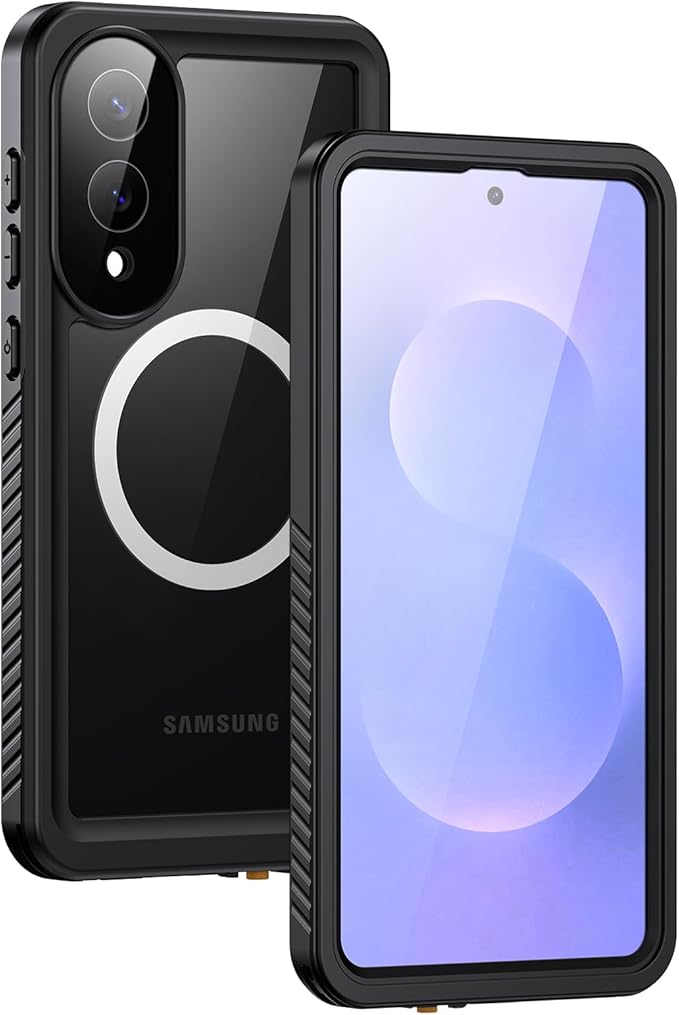Lanhiem Magnetic for Samsung Galaxy S25 Edge Phone Case, IP68 Waterproof Dustproof Case with Built-in Screen Protector, Rugged Full Body Protective Cover for Galaxy S25 Edge 6.7 Inch, Black
