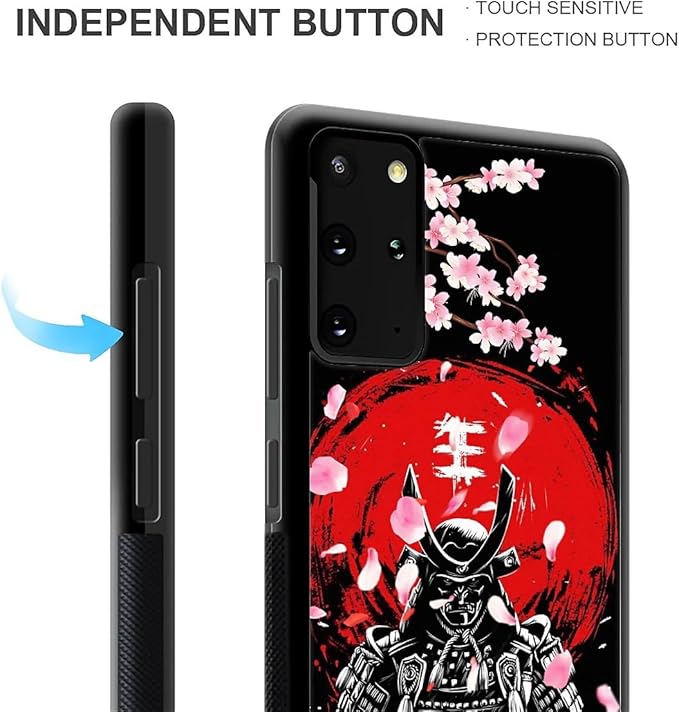 for Samsung Galaxy S20 Plus Case, Sakura Japanese Samurai Pattern Graphic Design Girl Boy Soft Silicone Hard Acrylic Shock Protection for Samsung Galaxy S20 Plus