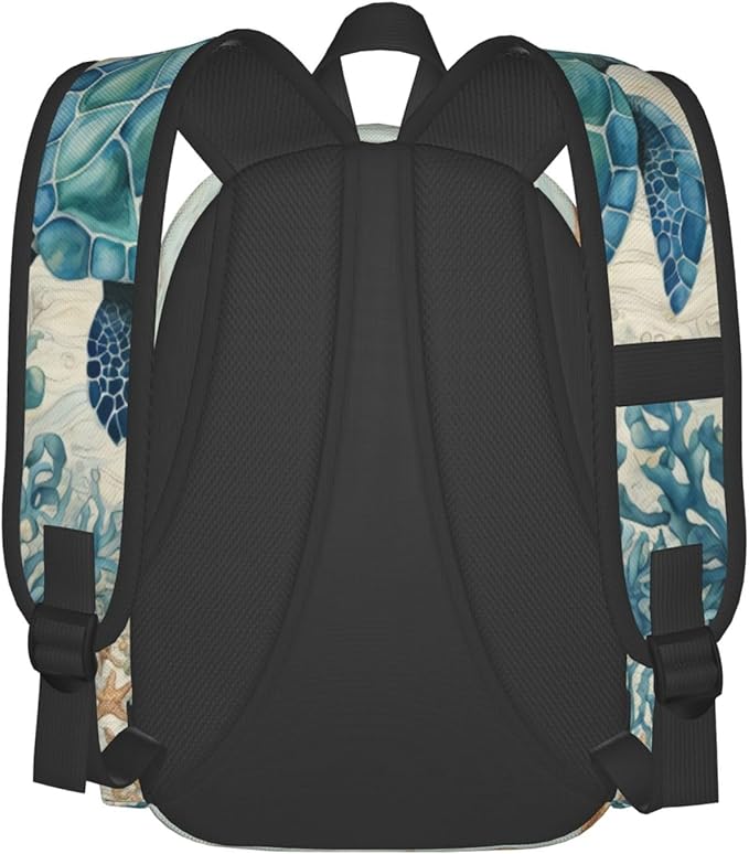 cfpolar 17 Inch Backpack Vintage Sea Turtle Starfish Laptop Bag Shoulder Bag School Bookbag Casual Daypack For Boys Girls