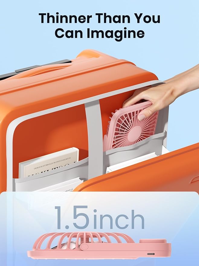 TOPK 2 Pack 5000mAh Portable Desk Fan, Ultra-Thin Rechargeable Battery Operated Fan with Digital Display, Quiet 4-Speed Small Personal Travel Fans for Office, Bedroom, Cruise, Outdoor