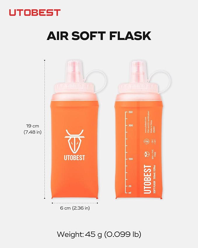 UTOBEST 2 Pack Soft Flask Running Water Bottle Collapsible Water Bottle for Trail Running Hydration Pack Hiking Cycling Climbing 350ML